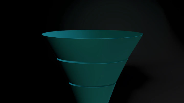 A 3D funnel with four stacked teal segments